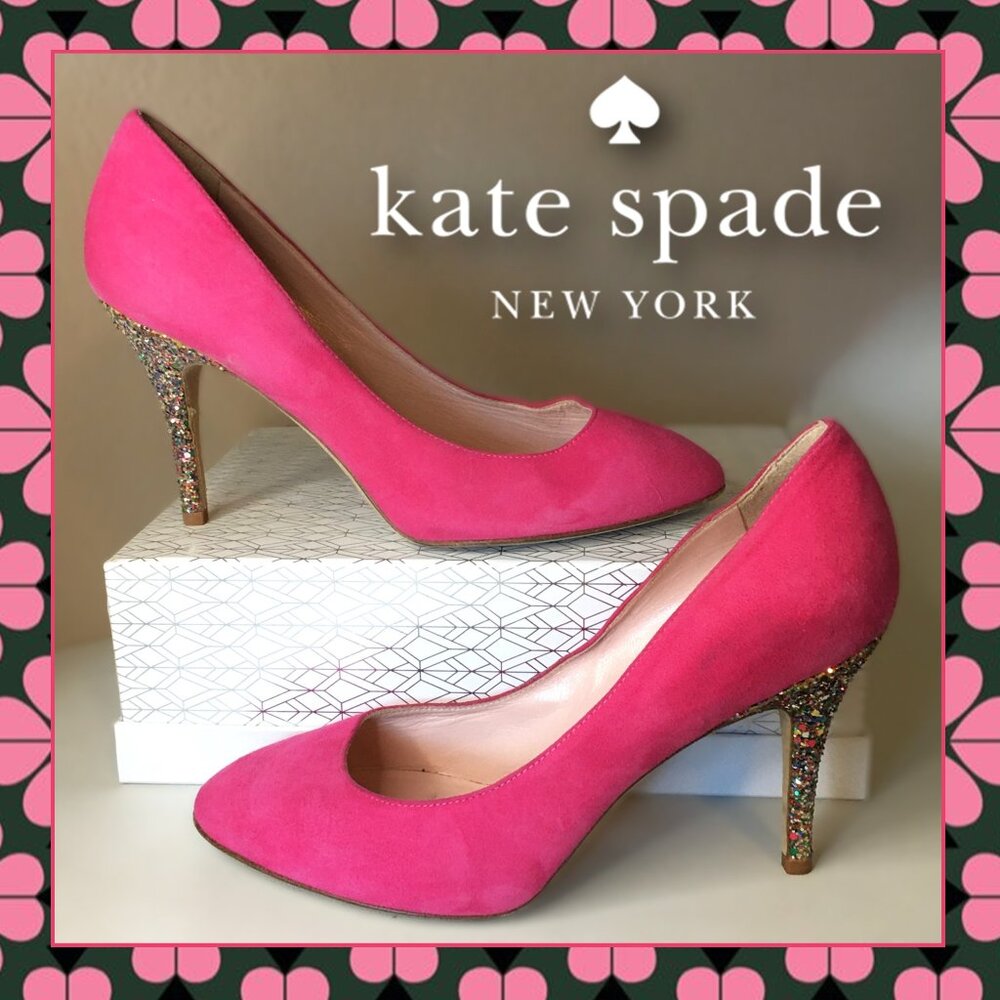 ♠️ KATE SPADE NEW YORK ♠️ Pink Suede Multi-Glitter Heels ♠️ 7.5W